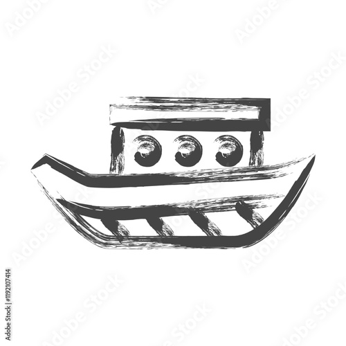 筆書き乗り物関連の単品アイコン　遊覧船