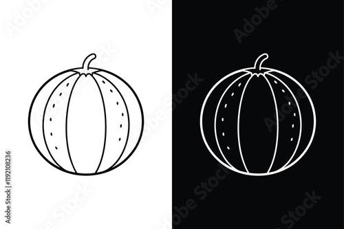 Minimal Cantaloupe Symbol. Stylish Melon Outline for Graphic Design