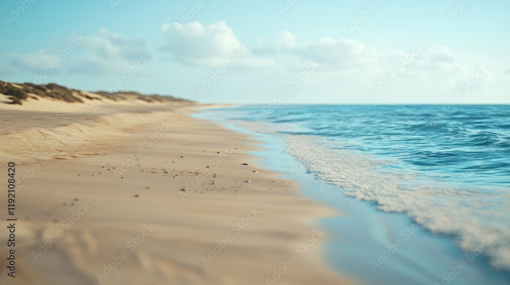 Serene Coastal Landscape: Golden Sands Meet Azure Waves Serene Coastal Landscape: Golden Sands Meet Azure Waves