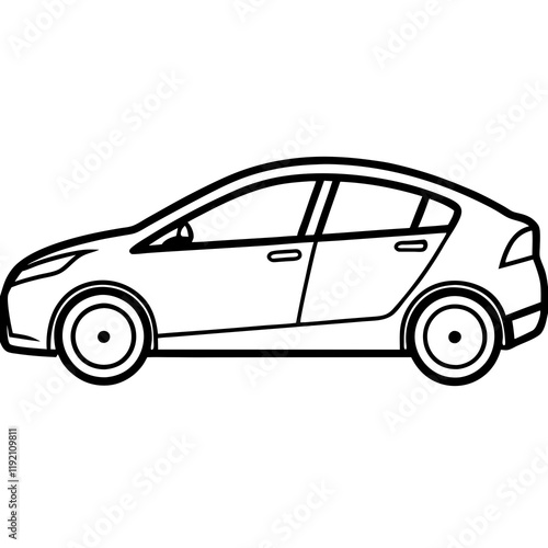 Minimalist Electric Car Line Art Design