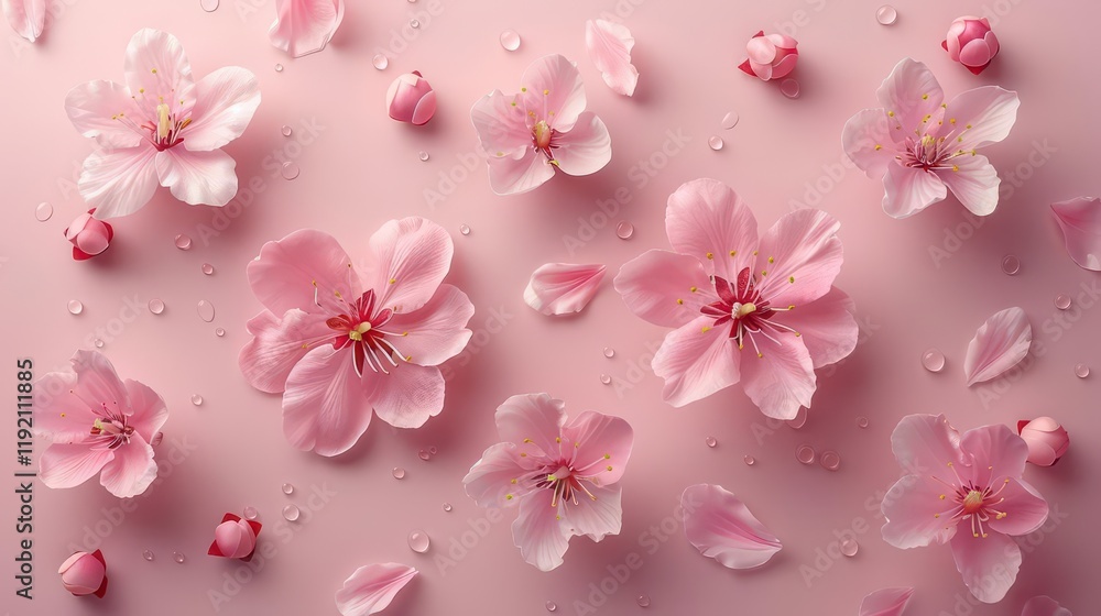 A serene arrangement of pink flowers on a soft background, evoking beauty and tranquility. A serene arrangement of pink flowers on a soft background, evoking beauty and tranquility.
