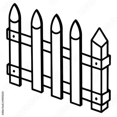 Minimalist Fence Line Art Illustration