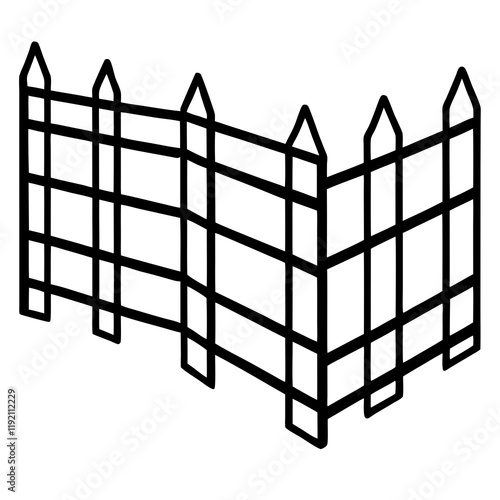 Minimalist Fence Line Art Illustration