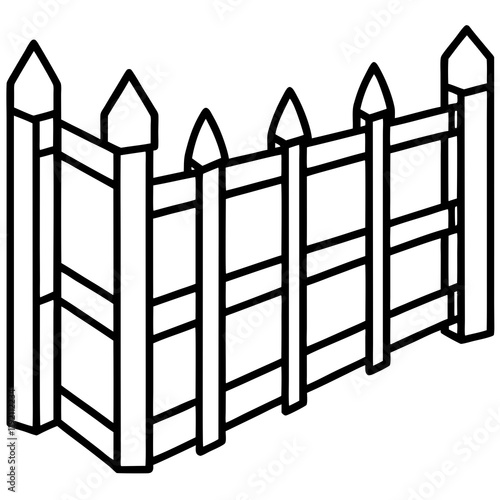 Minimalist Fence Line Art Illustration