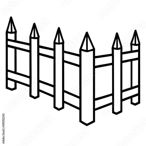 Minimalist Fence Line Art Illustration