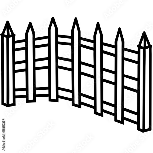 Minimalist Fence Line Art Illustration