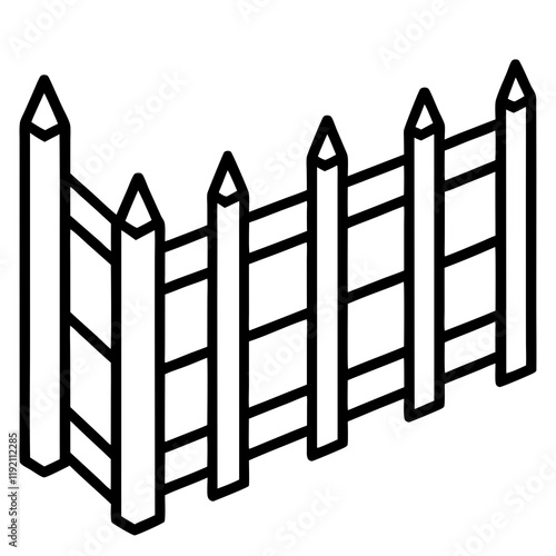 Minimalist Fence Line Art Illustration