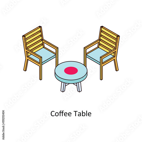 Coffee Table isometric Colored illustration. EPS File stock illustration