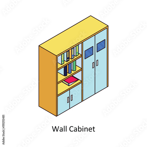 Wall Cabinet isometric Colored illustration. EPS File stock illustration