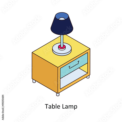 Table Lamp isometric Colored illustration. EPS File stock illustration