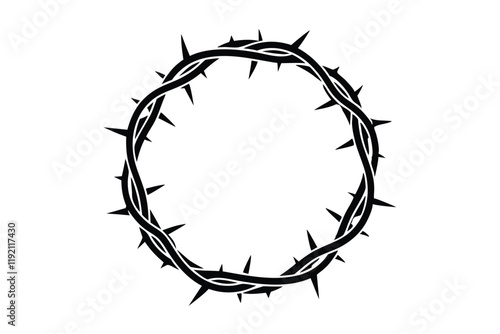 Crown of thorns line art icon set featuring minimalist religious and symbolic designs with various styles and elements for versatile use