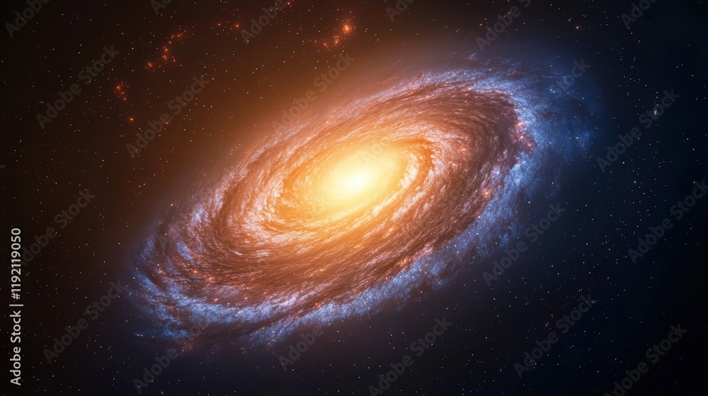 An abstract glowing spiral galaxy in vivid blues and purples, representing the infinite beauty of the universe An abstract glowing spiral galaxy in vivid blues and purples, representing the infinite beauty of the universe
