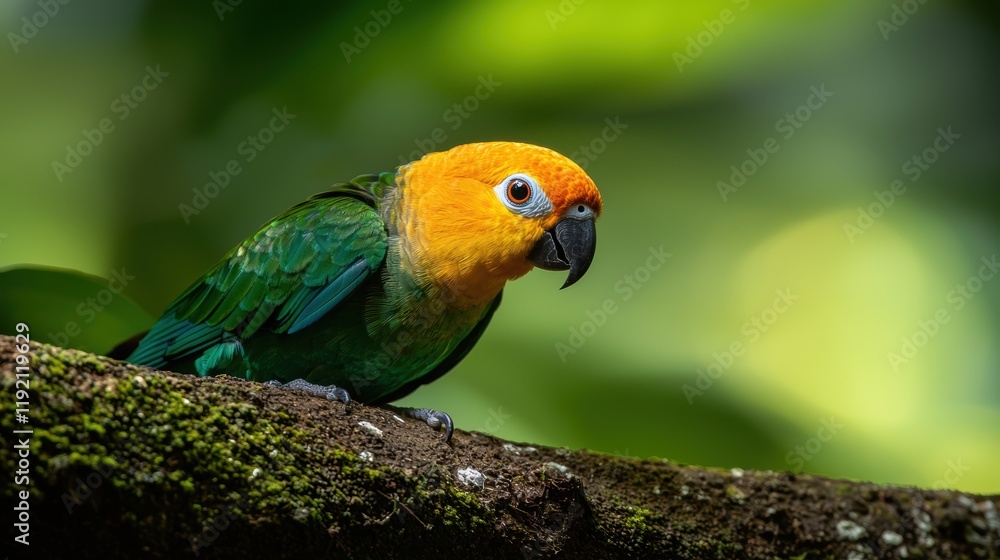 Close-up of a vibrant parrot in a rainforest colorful wildlife nature conservation and biodiversity focus Close-up of a vibrant parrot in a rainforest colorful wildlife nature conservation and biodiversity focus