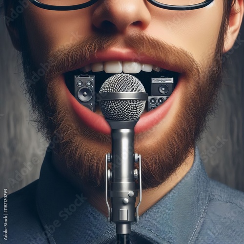 Microphone Mouth A person s mouth replaced with a microphone com photo