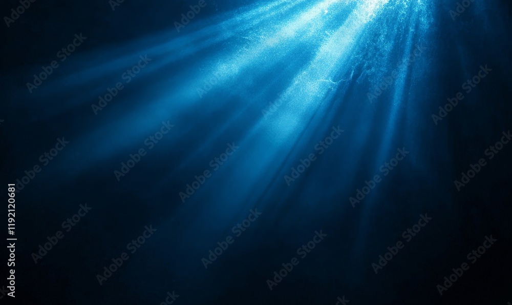 Fototapeta premium Abstract blue black gradient background, light beams texture, banner backdrop, retro aesthetic, Generative AI