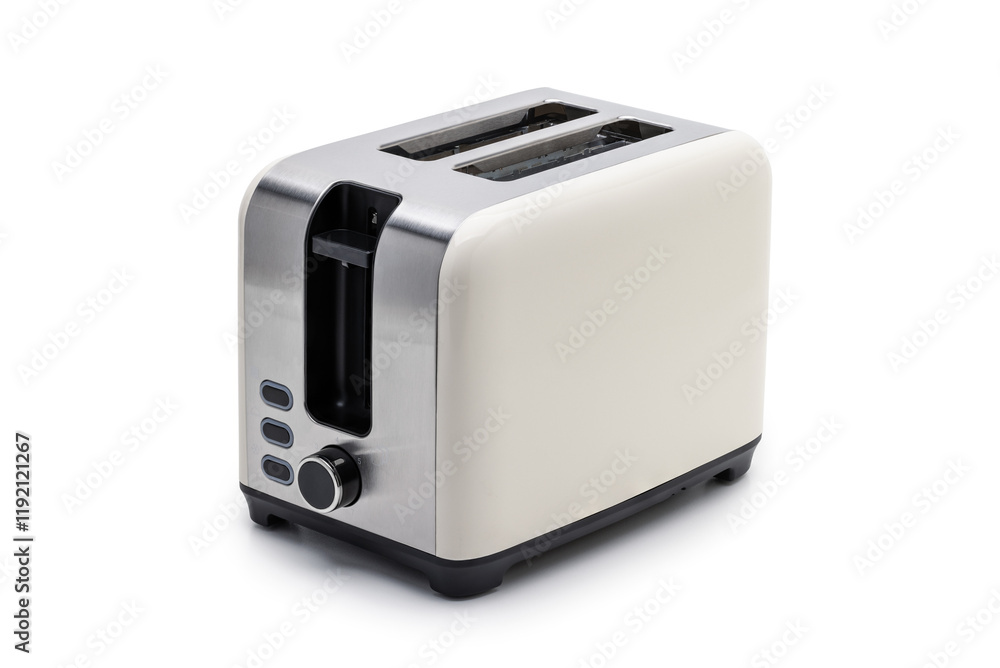 Kitchen utensils, household chrome-plated toaster. Close-up, isolated. Kitchen utensils, household chrome-plated toaster. Close-up, isolated.
