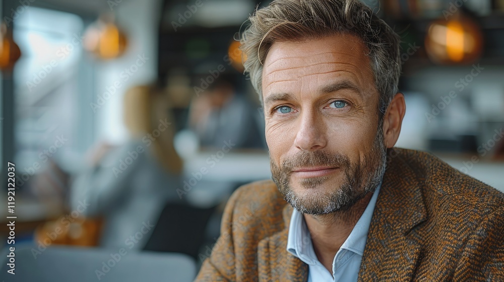 A professional man is sitting at a table and talking to an employee in his office. A professional man is sitting at a table and talking to an employee in his office.