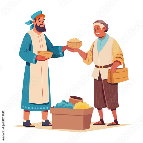 Bartering characters illustration in flat style 

