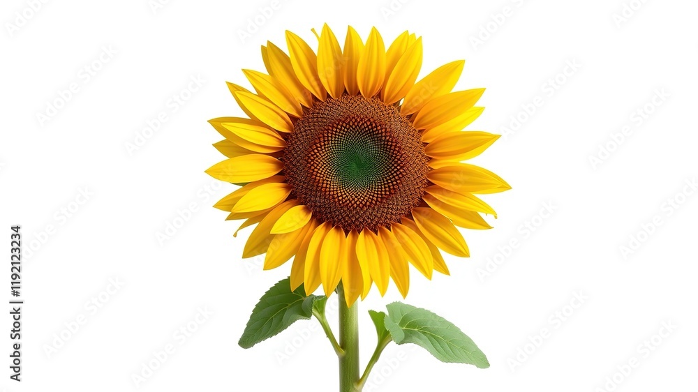 Fototapeta premium Isolated Sunflower on White Background - AI Photo, High Resolution, Bright Colors, Detailed, Stunning