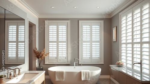 Large Window Bathroom Shutters - Modern Design, Bright & Luxurious