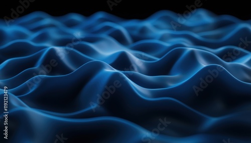 Abstract waves in shades of blue over a black background dynamic movement versatile for graphic and digital uses