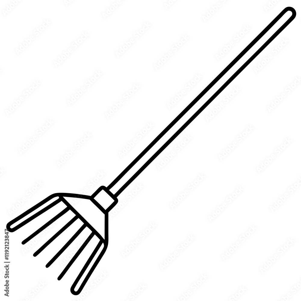 Minimalist Rake Line Art Vector Illustration Minimalist Rake Line Art Vector Illustration