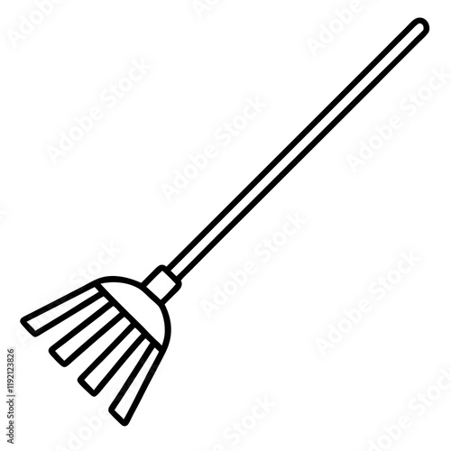 Minimalist Rake Line Art Vector Illustration