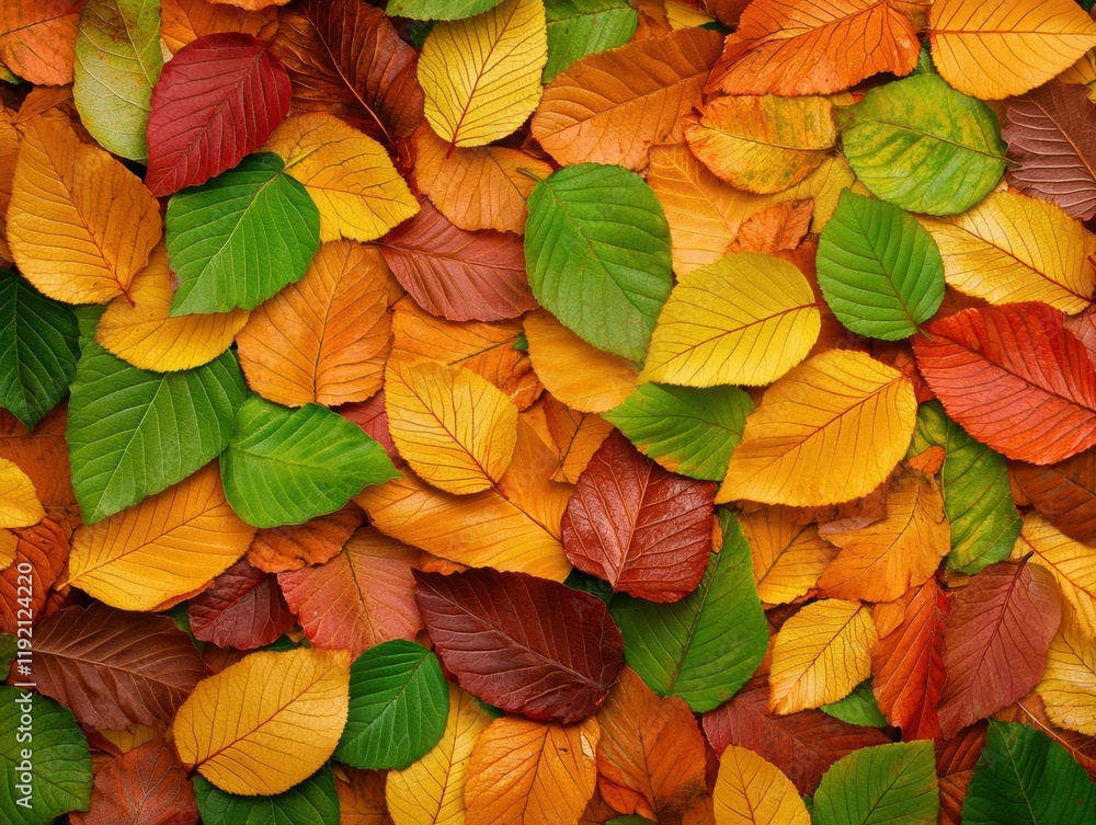 Close-up of colorful autumn leaves in a serene forest tranquil seasonal change perfect for natural designs and themes Close-up of colorful autumn leaves in a serene forest tranquil seasonal change perfect for natural designs and themes