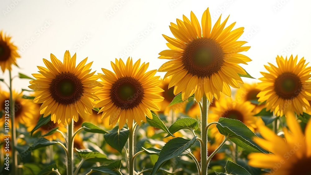 Obraz premium Sunlit Sunflower Field - Morning Glory