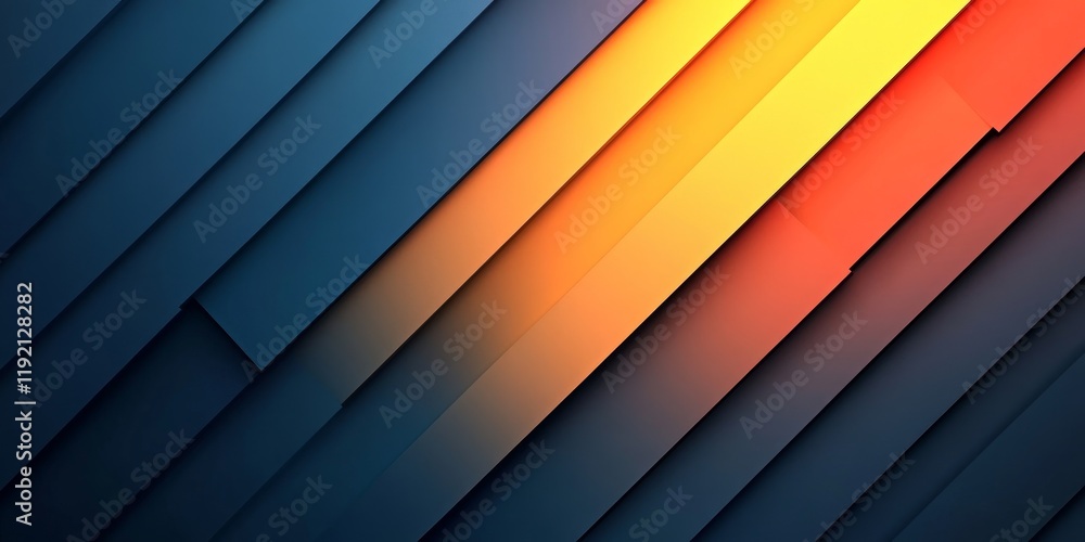 Obraz premium Abstract orange blue gradient background, dynamic shadows texture, presentation slide, high contrast, Generative AI