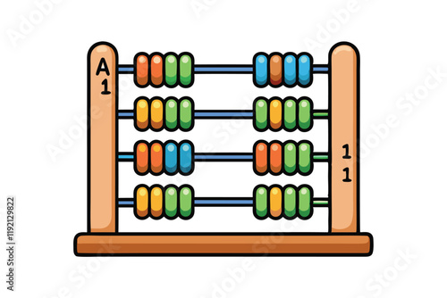 Vibrant abacus design with colorful beads, ideal for educational tools, learning activities, and child focused creative projects