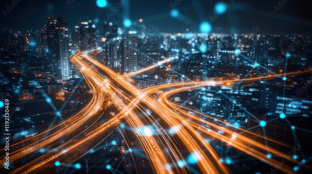 Fototapeta premium fast moving traffic at night