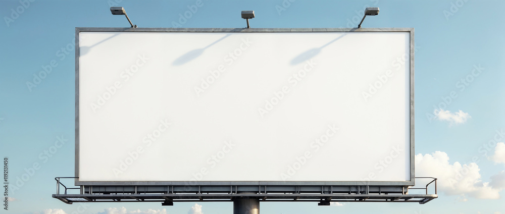 Obraz premium Empty Billboard Mockup with Clear Blue Sky for Advertisement Design and Branding