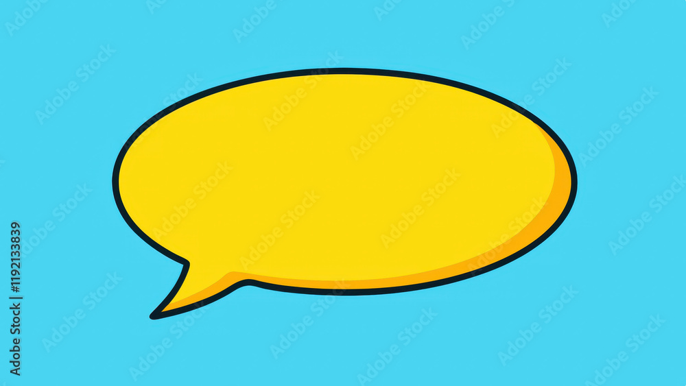A bright yellow speech bubble against a turquoise background, ideal for conveying messages or dialogue in graphics. A bright yellow speech bubble against a turquoise background, ideal for conveying messages or dialogue in graphics.
