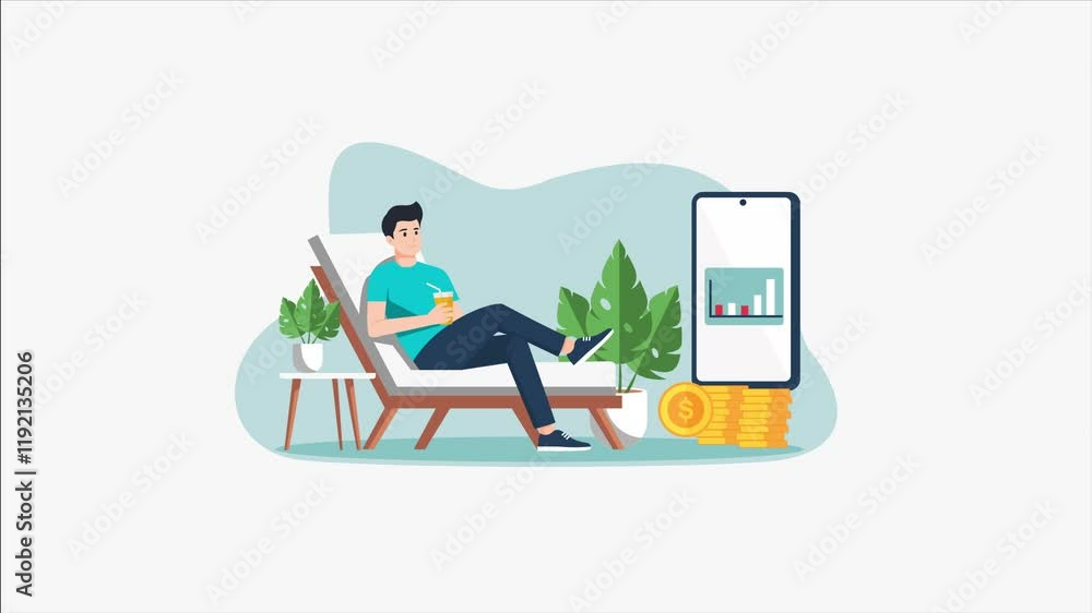 Illustration Financial Freedom, successful business and Growing graph. Animated of 4K video. Illustration Financial Freedom, successful business and Growing graph. Animated of 4K video.