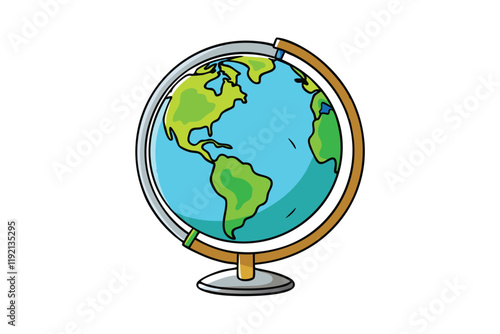 Colorful globe illustration showing continents and oceans, ideal for education, geography, and global awareness themed designs