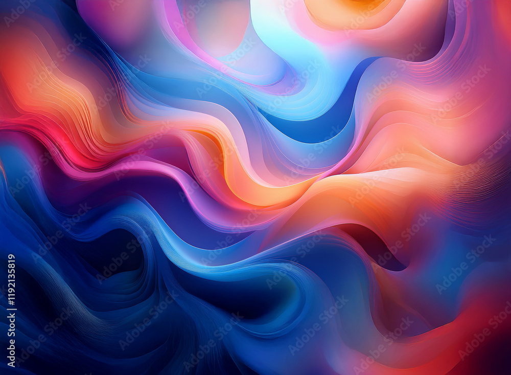 Fototapeta premium Abstract image featuring vibrant, swirling colors against a dark background. The dynamic interplay of hues creates a mesmerizing, fluid effect.