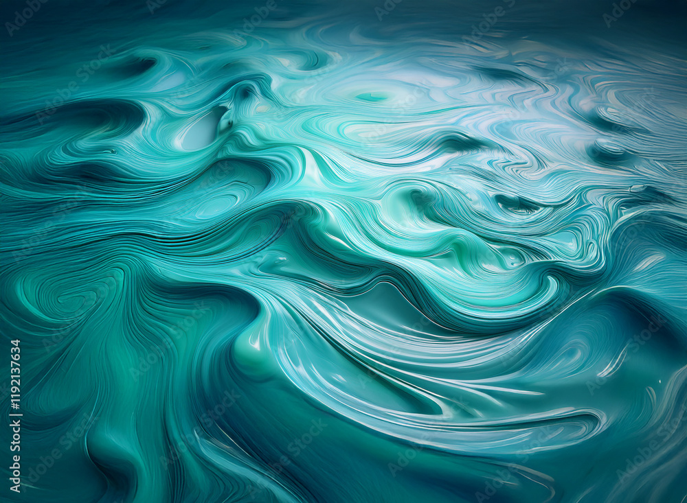 Abstract swirling teal and white patterns create a mesmerizing, fluid background. The dynamic, organic forms evoke a sense of movement and depth. Abstract swirling teal and white patterns create a mesmerizing, fluid background. The dynamic, organic forms evoke a sense of movement and depth.