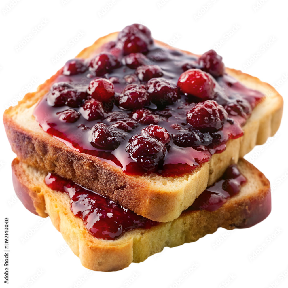 Berry jam toast isolated on transparent background Berry jam toast isolated on transparent background