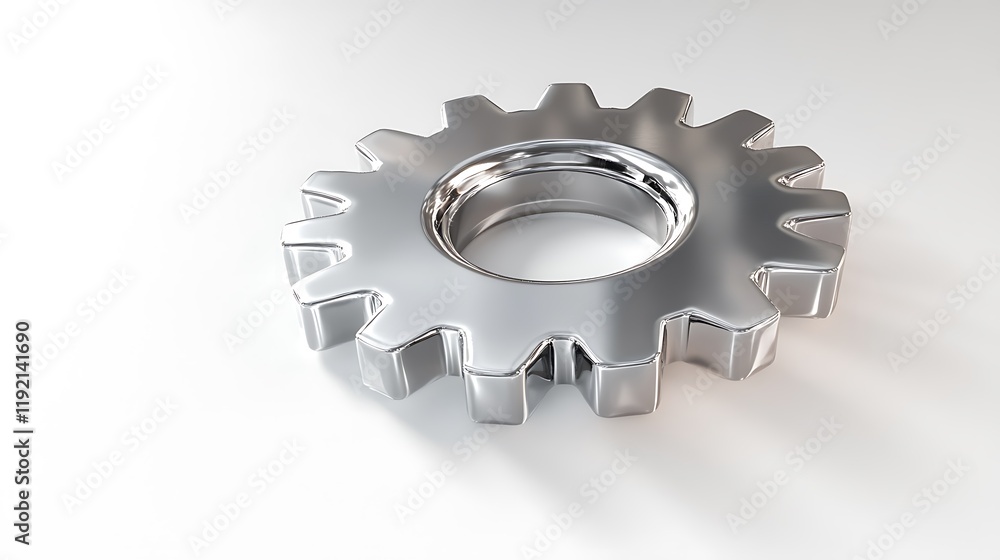 A sleek silver gear icon with intricate details, isolated on a clean white background A sleek silver gear icon with intricate details, isolated on a clean white background