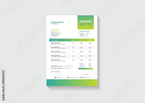 Minimal professional invoice template vector design for your business