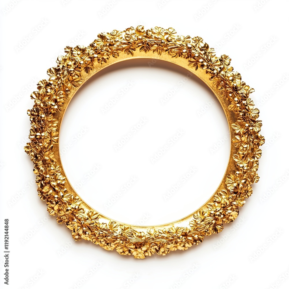 Obraz premium Gold frame for painting or picture on white background. Gold frame photo isolated.