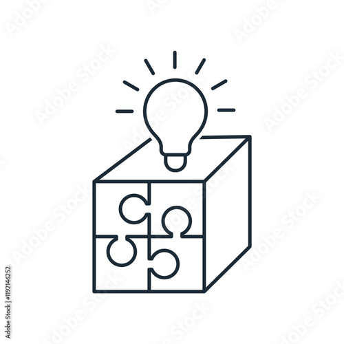 Idea for solving a question, task. Vector linear icon isolated on white background.