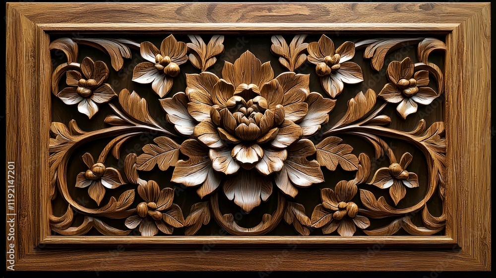 Intricate Wooden Floral Carving: A Masterpiece of Design Intricate Wooden Floral Carving: A Masterpiece of Design