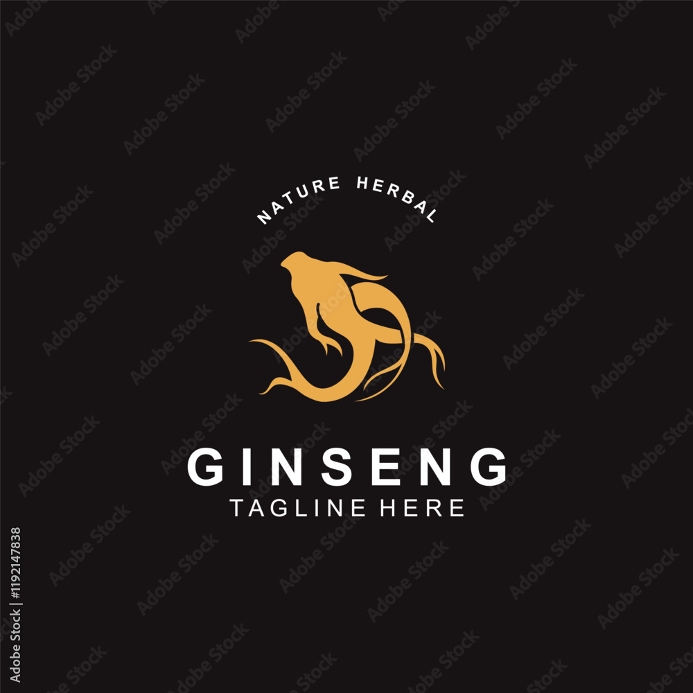 Obraz premium Ginseng logo herbal plant for medicine natural herbal design illustration idea