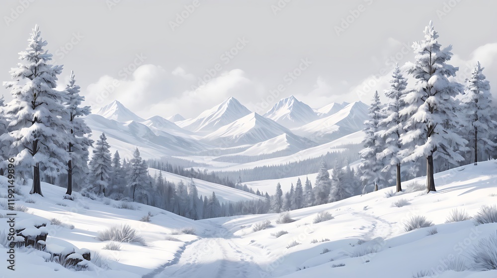 Obraz premium Winter snow landscape isolated background