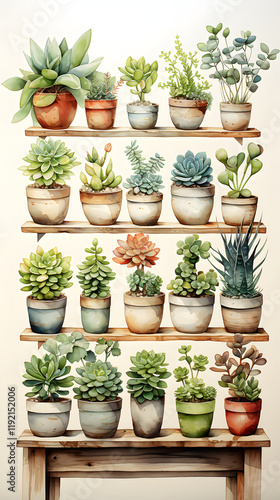 Wallpaper Mural Digital vintage watercolor plants abstract graphic poster background Torontodigital.ca