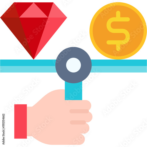 Pawn Value flat color icon