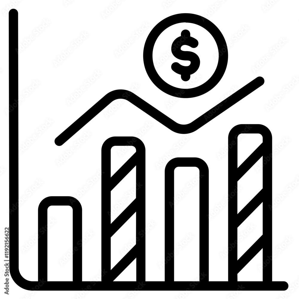 Financial graph Line Icon Financial graph Line Icon