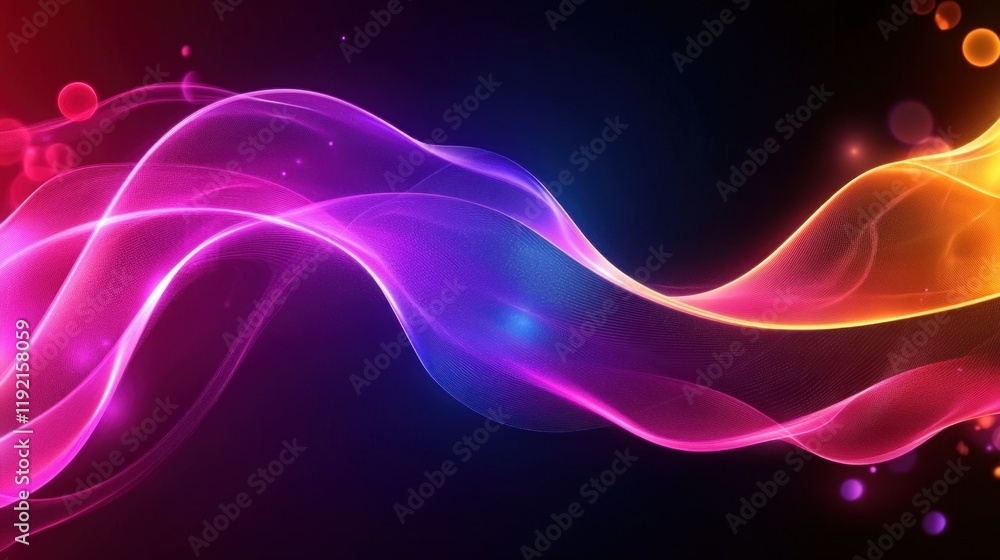 Obraz premium An artistic composition of wavy neon patterns with shiny gradients and vibrant colors, forming a stunning abstract background